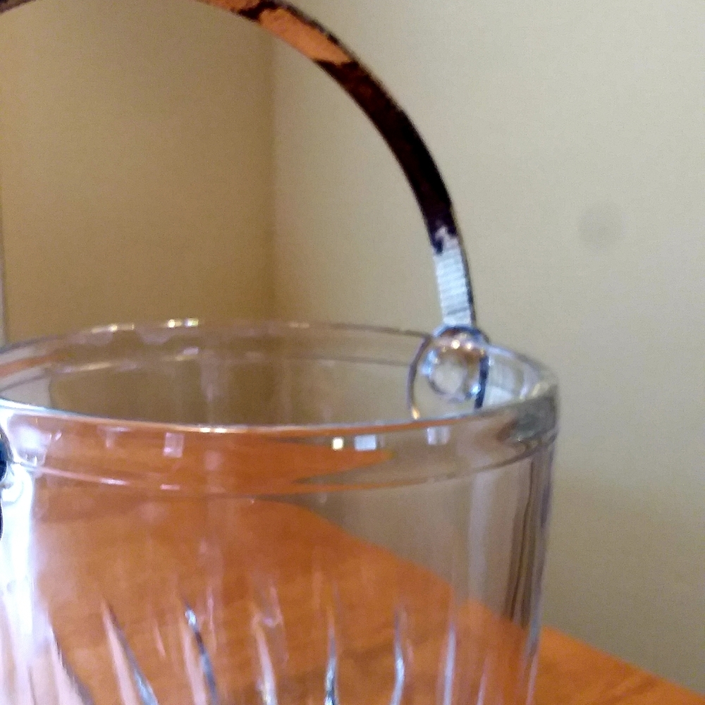 Vntg Ice Bucket Glass Handle Tongs - Picture 7 of 14